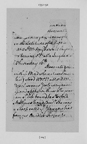 George Washington Diary, 18 Oct 1751 sloop, Glasgow fm St Croix bound to Norfolk, Matthew Shroud, Comm owner Andrew Sprowle