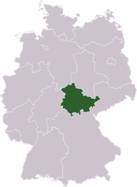 Position of Thuringia in Germany
