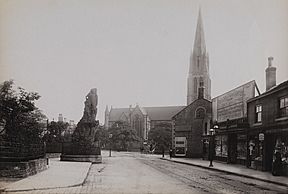 Headingley, Yorkshire St Michael's Church and the Shire Oak, 1897 (14286343497) (cropped).jpg