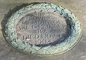 Inscription on grave of Valentine Cameron Princep