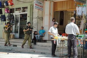 Israeli soldiers on Palestine street