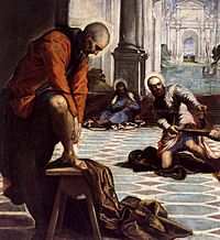 Jacopo Tintoretto - Christ Washing the Feet of His Disciples (detail) - WGA22429