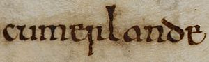 Kingdom of the Cumbrians (British Library Cotton MS Tiberius B I, folio 146r)