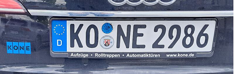 Kone licence plate