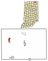Location of Shipshewana in LaGrange County, Indiana.