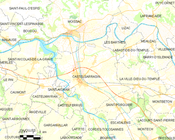 Map of the commune of Castelsarrasin