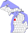 State map highlighting Manistee County