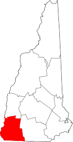 Map of New Hampshire highlighting Cheshire County