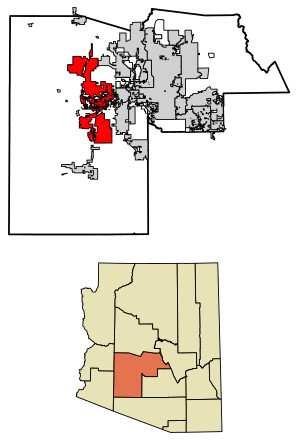 Location of Buckeye in Maricopa County, Arizona
