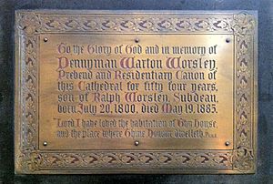 Memorial to Dennyman Warton Worsley in Ripon Cathedral