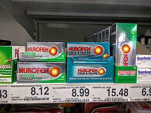 Nurofen tablets on pharmacy shelf