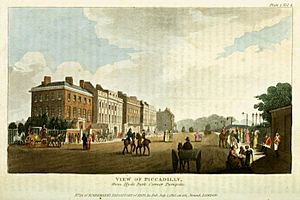 Piccadilly from Hyde Park Corner Turnpike, from Ackermann's Repository, 1810