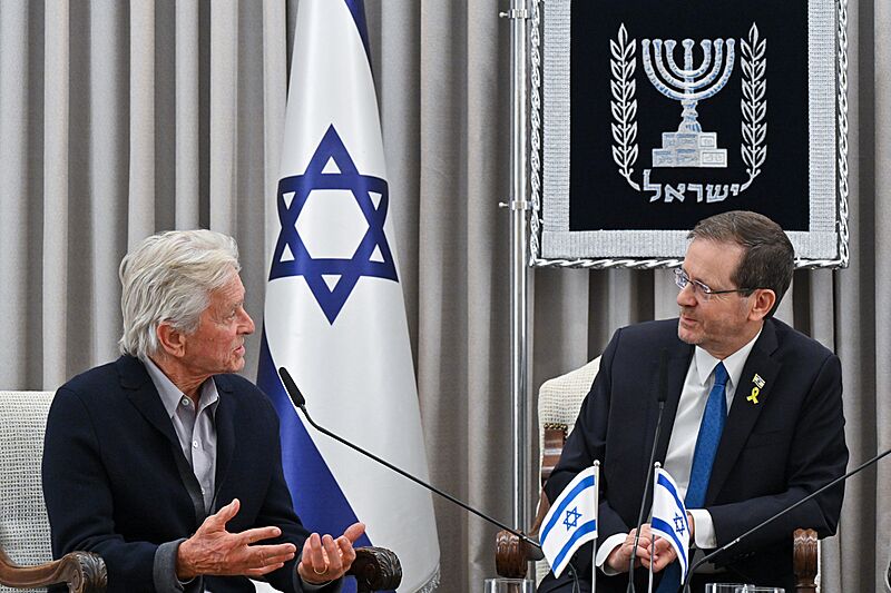 President Isaac Herzog hosted the actor Michael Douglas June 2024 (KBG GPO9181)