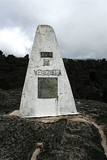 Marker on the Brasil-Venezuela-Guiana border, Monte Guyana