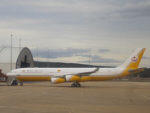 Royal Brunei A340 at Canberra Airport in May 2013