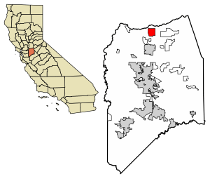 Location of Collierville in San Joaquin County, California.
