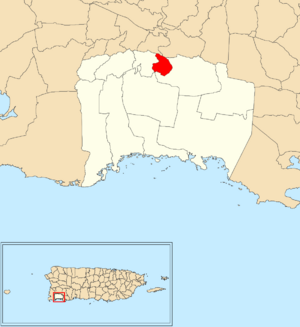 Location of Santa Rosa within the municipality of Lajas shown in red