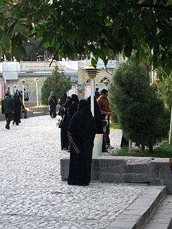 Saudi Arabian woman with Niqab taking photo from Mosque of Mohammad al Mahruq - Nishapur 4