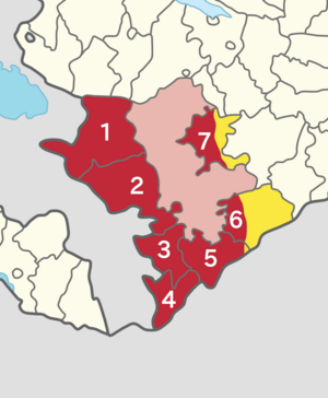 Seven occupied districts surrounding Nagorno-Karabakh (Numbered)