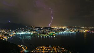 Tempestade no Rio de Janeiro visto do Pão de Açúcar