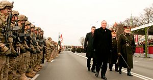 The President of Latvia Reviews the troops. (15206686174)