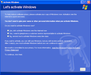 Windows XP Activation Wizard