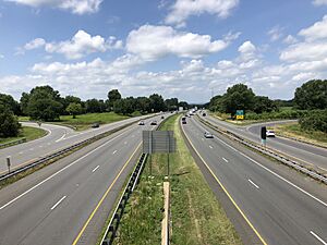 2019-07-10 11 52 50 View south along Interstate 81 from the overpass for Interstate 70 in Halfway, Washington County, Maryland