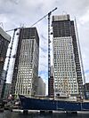 50-60 Charter Street Towers (J1 left and J3 right) under construction October 2023 - North view.jpg