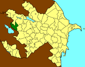 Map of Azerbaijan showing Gadabay raion (green)