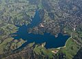 Aerial view of Briones Reservoir in California
