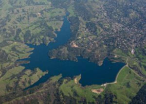 Aerial view of Briones Reservoir in California.jpg