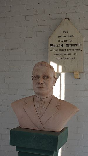 Bust of William Mitchner, within the shelter he funded, Allora Cemetery, 2015