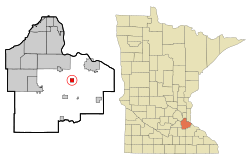 Location of the city of Vermillionwithin Dakota County, Minnesota