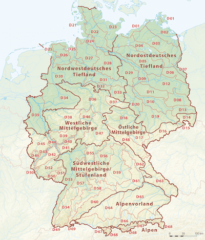 Deutschland Naturräumliche Haupteinheiten alt