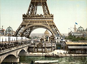 Eiffel Tower and general view of the grounds, Exposition Universal, 1900, Paris, France