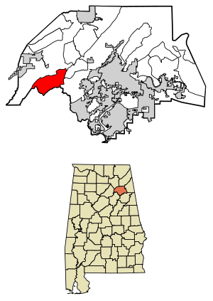 Location of Gallant in Etowah County, Alabama.