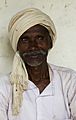 Farmer adivasi with turban, Umaria district, M.P., India - cropped