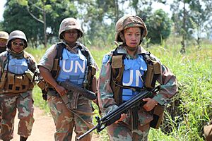 Female combat troops of South African Contingent in MONUSCO on robust foot and moblile patrols 62