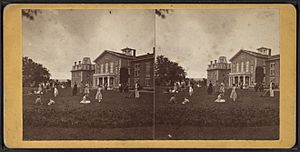 Front of the Mansion and lawn, by Ranger & Austen