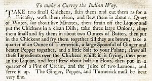 Hannah Glasse To make a Currey the Indian Way 1758 edition