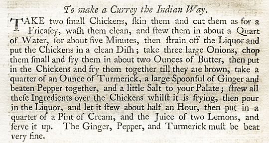 Hannah Glasse To make a Currey the Indian Way 1758 edition