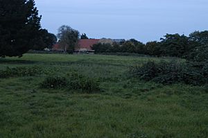 Harmondsworth Great Barn, Middlesex, from the south-west, October 2014