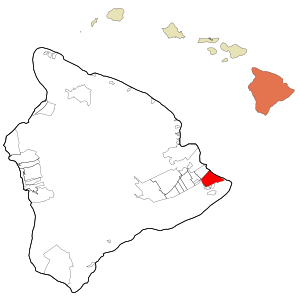 Location in Hawaii County and the state of Hawaii