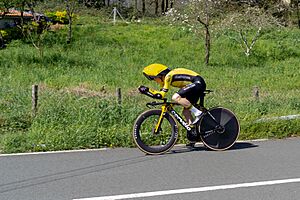 Jonas Vingegaard during time trial of Itzulia Basque Country race - stage 1