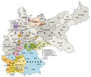 Karte Deutsches Reich, Gliederung der oberen Verwaltungsebenen 1900-01-01