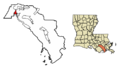 Lafourche Parish Louisiana Incorporated and Unincorporated areas Thibodaux Highlighted