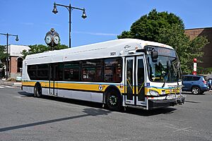 MBTA 57 bus in Brighton Center August 2024