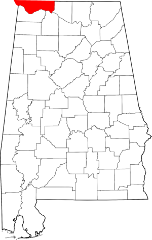 Map of Alabama highlighting Lauderdale County