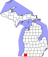 Map of Michigan highlighting Cass County