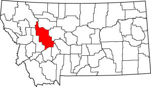 Map of Montana highlighting Lewis and Clark County